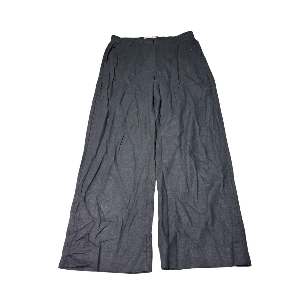 Abercrombie & Fitch Black Linen Blend Wide Leg High Rise Pants Womens 30/10R L29 - Picture 1 of 11
